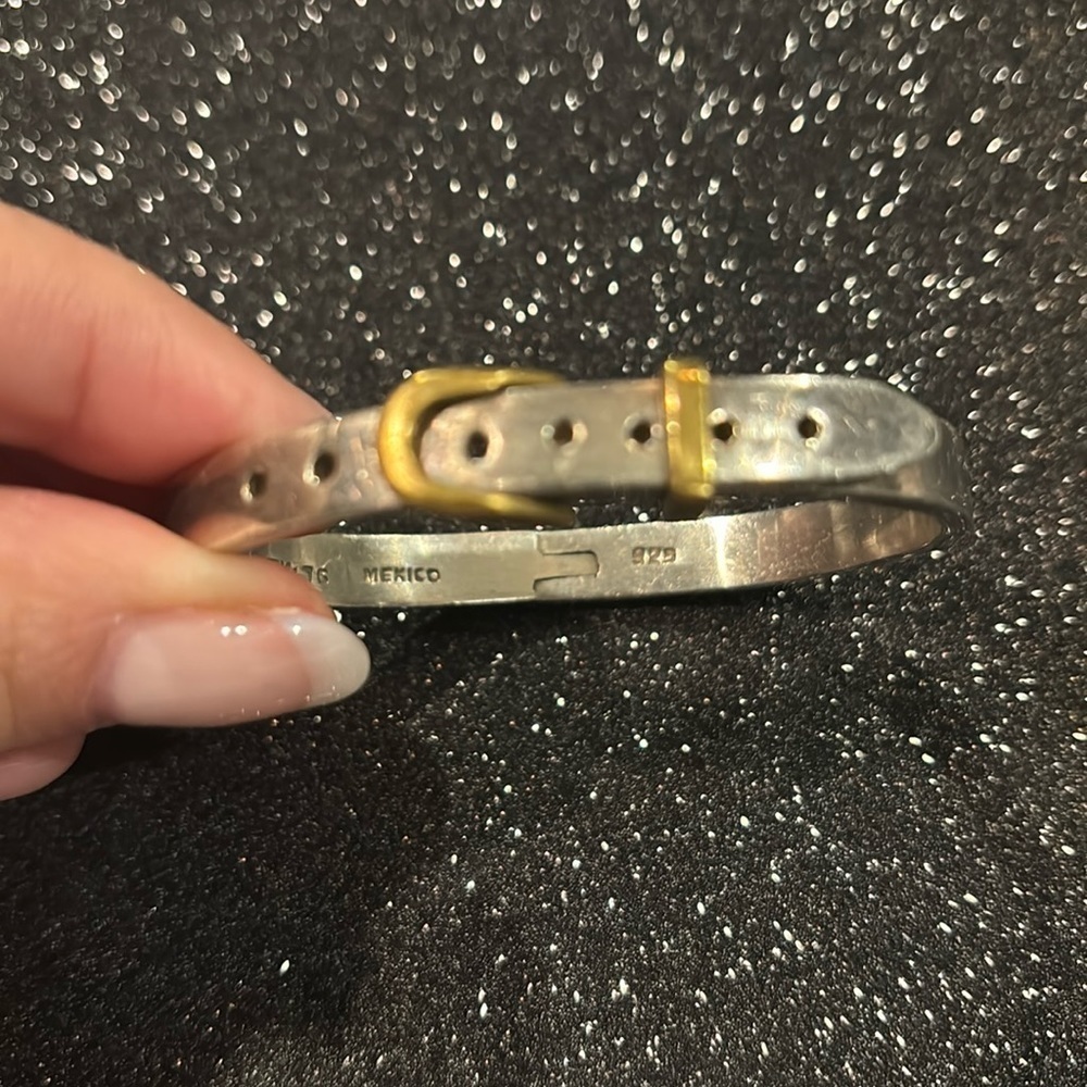Sterling silver 925 bracelet with belt, buckle design, adjustable very cute